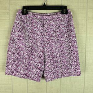 Vintage 70s Miss Holly Double Knit Shorts Mod Floral Print Magenta